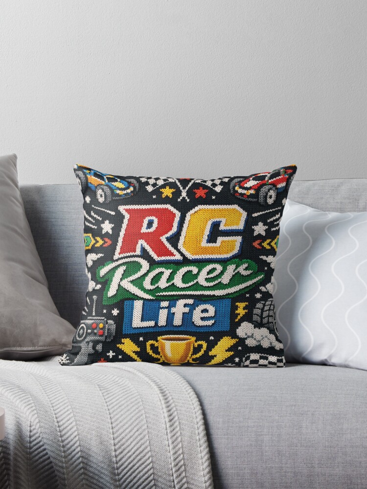 Thumbnail 1 of 4, Pillow, RC Racer Life Remote Controlled Cars Knitting Pattern designed and sold by Mauswohn.
