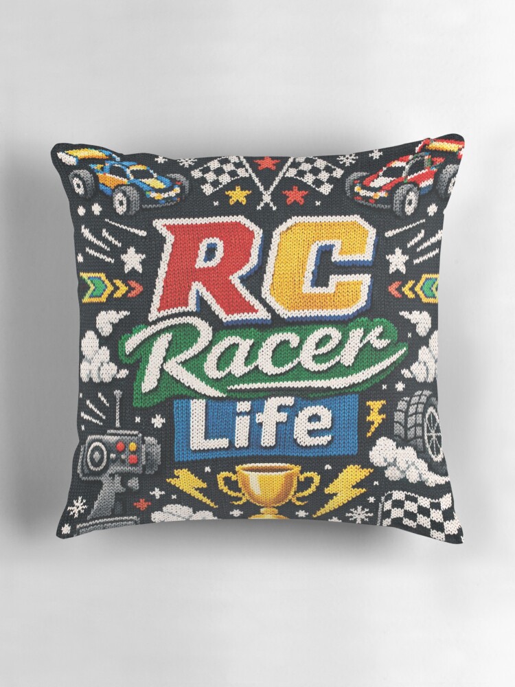 Thumbnail 3 of 4, Pillow, RC Racer Life Remote Controlled Cars Knitting Pattern designed and sold by Mauswohn.