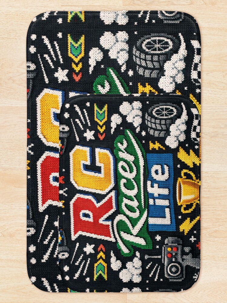 Thumbnail 5 of 6, Bath Mat, RC Racer Life Remote Controlled Cars Knitting Pattern designed and sold by Mauswohn.