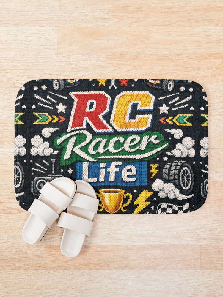 Thumbnail 1 of 6, Bath Mat, RC Racer Life Remote Controlled Cars Knitting Pattern designed and sold by Mauswohn.