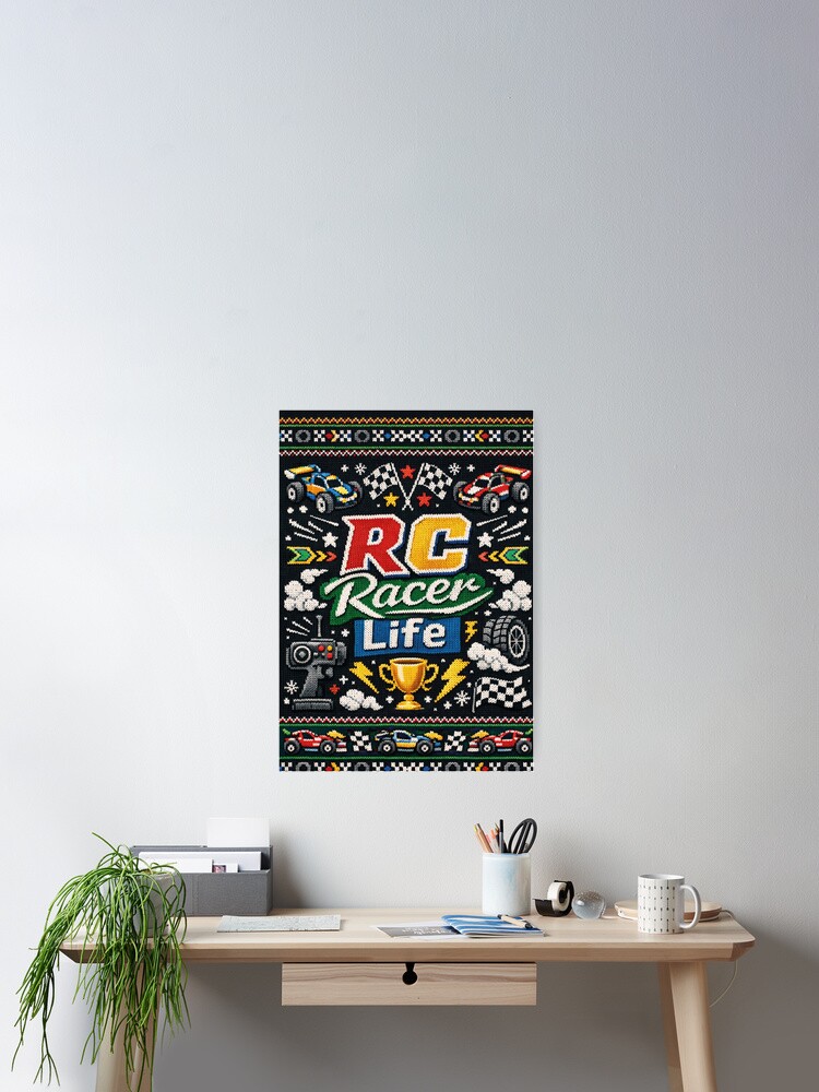 Thumbnail 2 of 3, Poster, RC Racer Life Remote Controlled Cars Knitting Pattern designed and sold by Mauswohn.