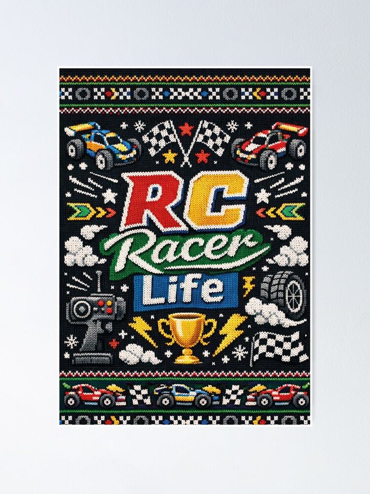 Thumbnail 1 of 3, Poster, RC Racer Life Remote Controlled Cars Knitting Pattern designed and sold by Mauswohn.
