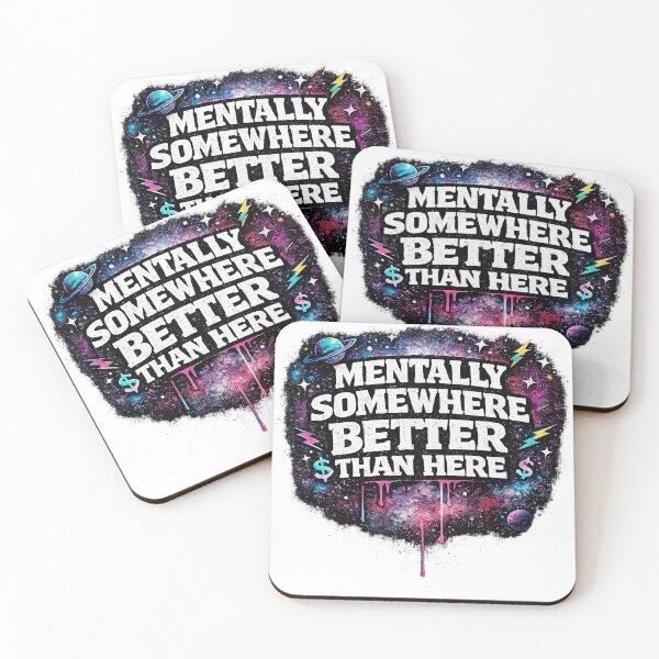 Item preview, Mentally Somewhere Better Than Here Funny Space Quote Graphic Shirt designed and sold by Sunny Flamingo Studio.