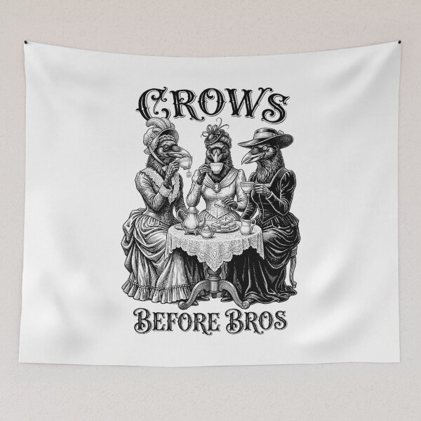 Item preview, Crows Before Bros Funny Feminist Vintage Raven Ladies Tea designed and sold by GrandeDuc.
