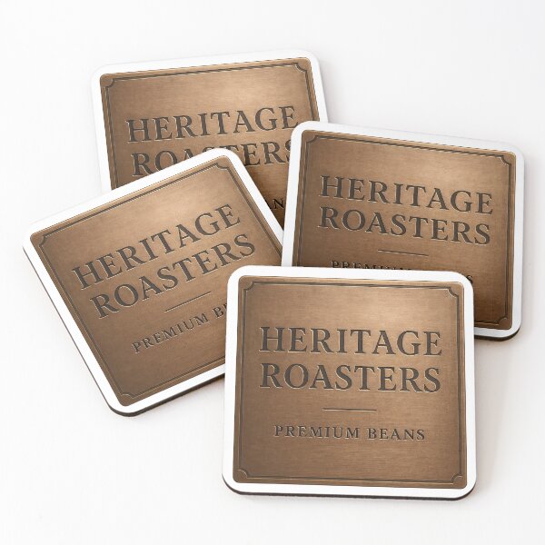 Item preview, A copper plaque with the words Heritage Roasters on it on transparent background designed and sold by Creative88Art.