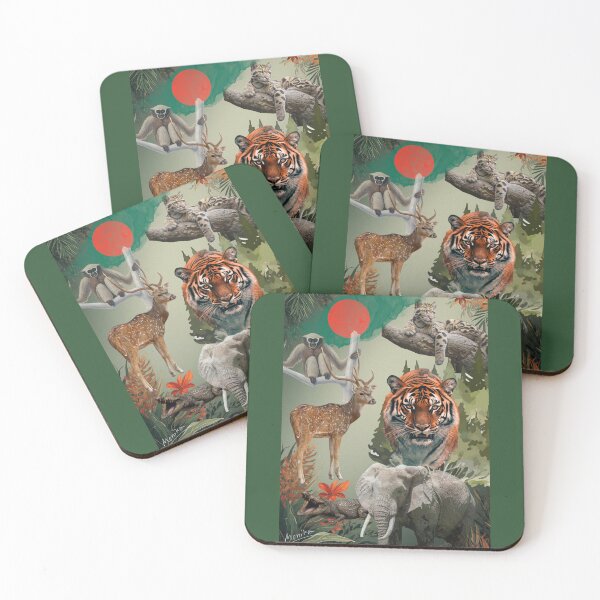 Item preview, Six Iconic Wild Soul of Bangladesh (Royal bengal tiger, rare clouded leopard, spotted deer, gharial, western hoolock gibbon, asian elephant) designed and sold by BigSquareOfficial.