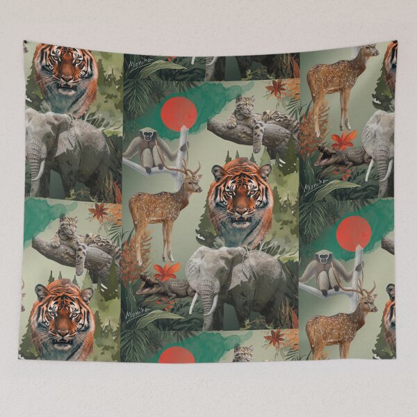 Item preview, Six Iconic Wild Soul of Bangladesh (Royal bengal tiger, rare clouded leopard, spotted deer, gharial, western hoolock gibbon, asian elephant) designed and sold by BigSquareOfficial.