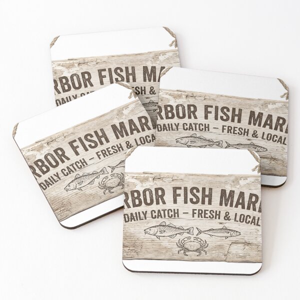 Item preview, A wooden sign for Harbor Fish Market on transparent background designed and sold by Creative88Art.