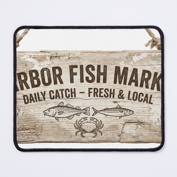 Item preview, A wooden sign for Harbor Fish Market on transparent background designed and sold by Creative88Art.