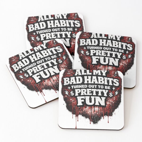 Item preview, All My Bad Habits Pretty Fun Funny Streetwear Graphic Shirt designed and sold by Sunny Flamingo Studio.