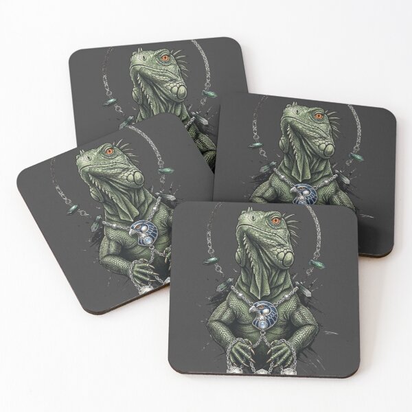 Item preview, Iguana Warrior with Necklace Art designed and sold by LittleLoopArt.