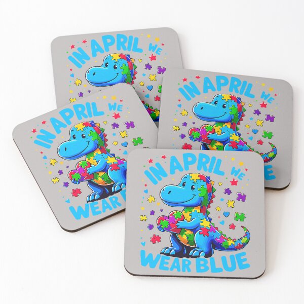 Item preview, Autism Awareness in April We Wear Blue T-Rex Dino designed and sold by mjohnson9.