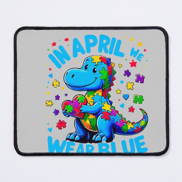 Item preview, Autism Awareness in April We Wear Blue T-Rex Dino designed and sold by mjohnson9.