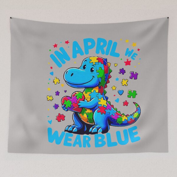 Item preview, Autism Awareness in April We Wear Blue T-Rex Dino designed and sold by GreggRoss.