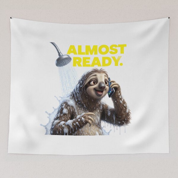 Item preview, Funny Sloth T-Shirt "Almost Ready" Shower Graphic Tee Unisex Zootopia Style Flash Gift designed and sold by CryptoCactus.