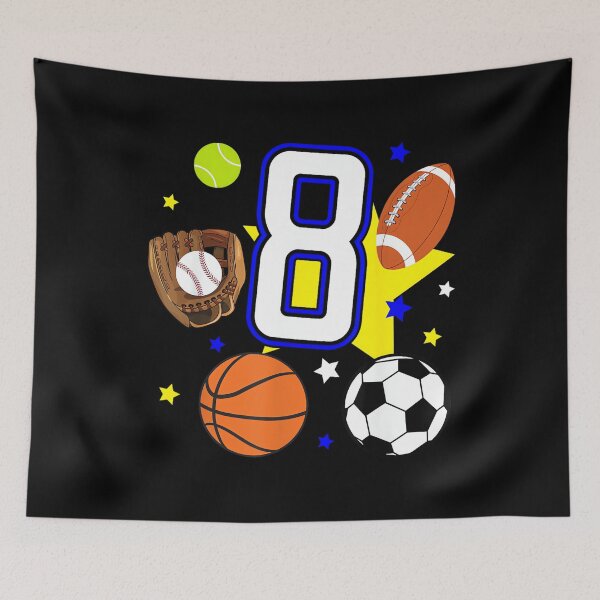 Item preview, 8th Birthday Sports Birthday Theme 8 Year Old Boy designed and sold by PamQBennett.