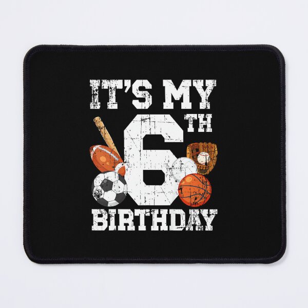 Item preview, 6 Year Old Sports Birthday Theme Sixth Bday Kids 2T Black Sports Birthday designed and sold by PamQBennett.