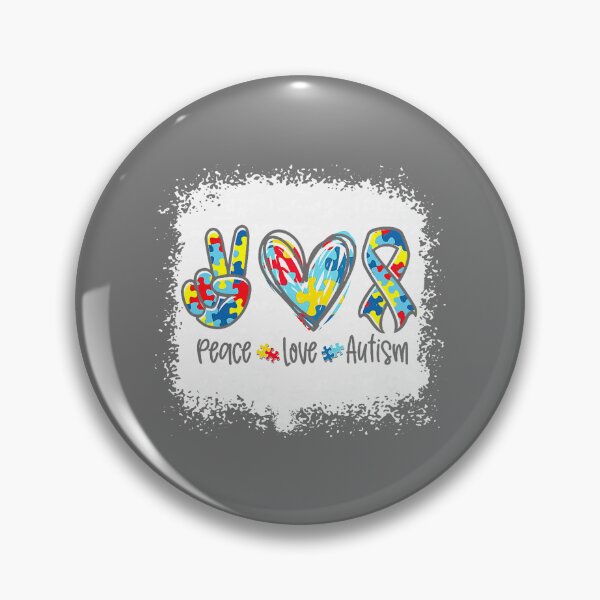 Item preview, Autism Awareness Peace Love Autism Puzzle Ribbon Bleached designed and sold by KristineLi.