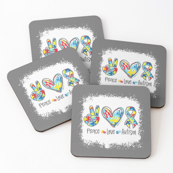 Item preview, Autism Awareness Peace Love Autism Puzzle Ribbon Bleached designed and sold by KristineLi.