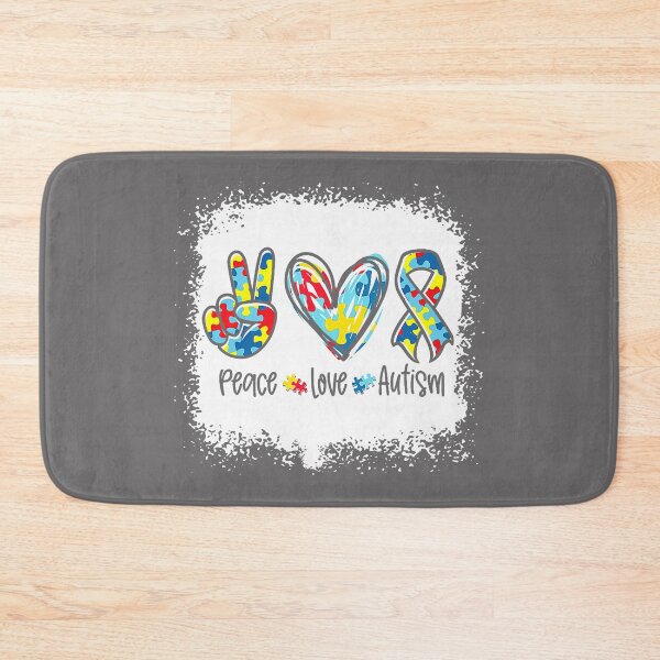 Item preview, Autism Awareness Peace Love Autism Puzzle Ribbon Bleached designed and sold by KristineLi.