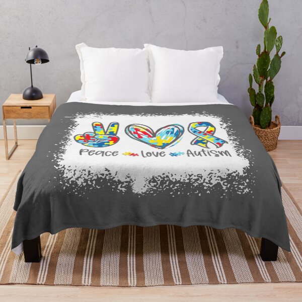Item preview, Autism Awareness Peace Love Autism Puzzle Ribbon Bleached designed and sold by KristineLi.