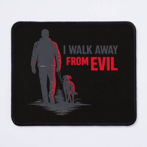Item preview, I Walk Away From Evil – Man Walking With Dog Silhouette, Red and Graphite Minimalist Design designed and sold by Tadeusz1.
