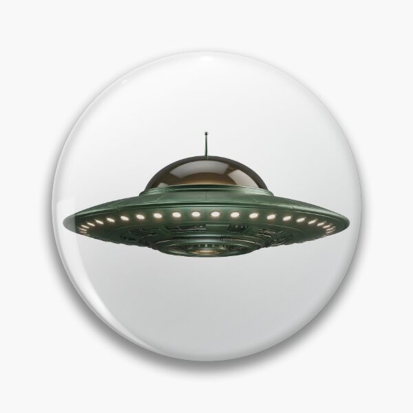 Item preview, Retro Green Metallic Flying Saucer UFO designed and sold by octozap.
