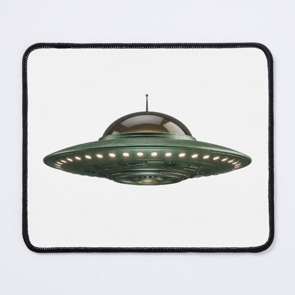 Item preview, Retro Green Metallic Flying Saucer UFO designed and sold by octozap.
