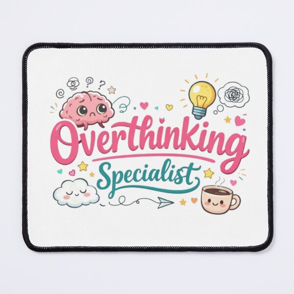 Item preview, Overthinking Specialist Cute Brain Cartoon Funny Introvert Quote Design designed and sold by Sanika arts .