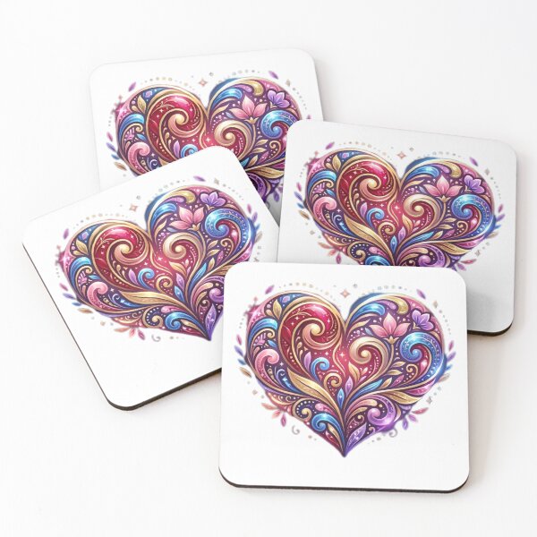 Item preview, Radiant Heart Art - Elegant Golden & Ruby Filigree designed and sold by YoThinIT.