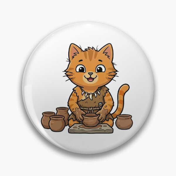 Item preview, Prehistoric Orange Cat Making Pottery designed and sold by VisioraCreative.
