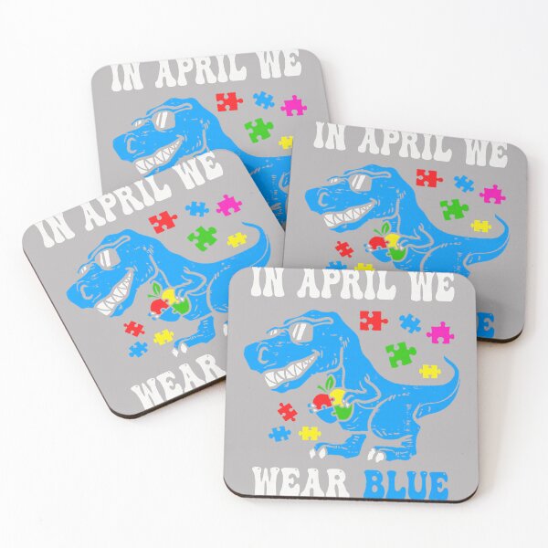 Item preview, in April We Wear Blue Autism Awareness Dino T-Rex Dinosaur designed and sold by GreggRoss.