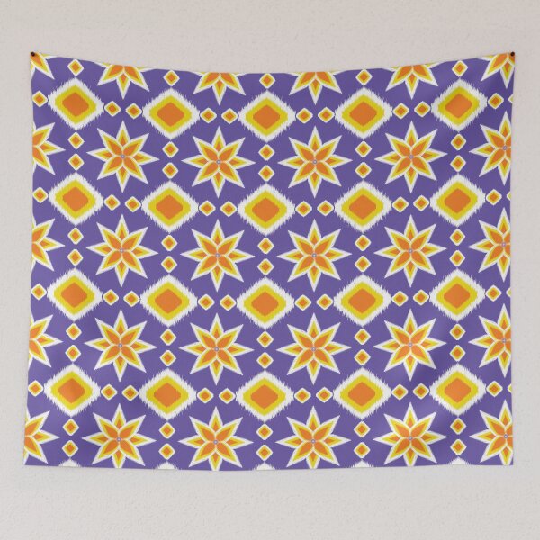 Item preview, The pattern is a triangle framed in white and orange, yellow On purple background designed and sold by ChaReePat.