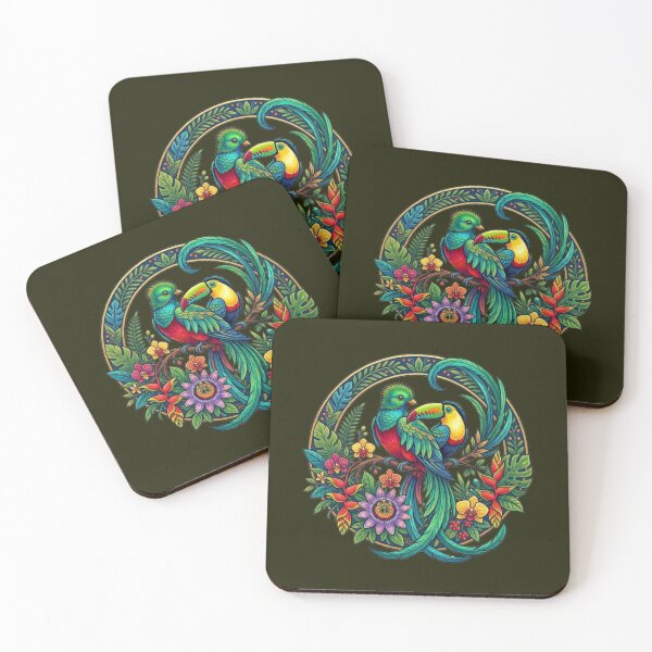 Item preview, Tropical Harmony – Quetzal & Toucan Emblem designed and sold by Dogandesighn.