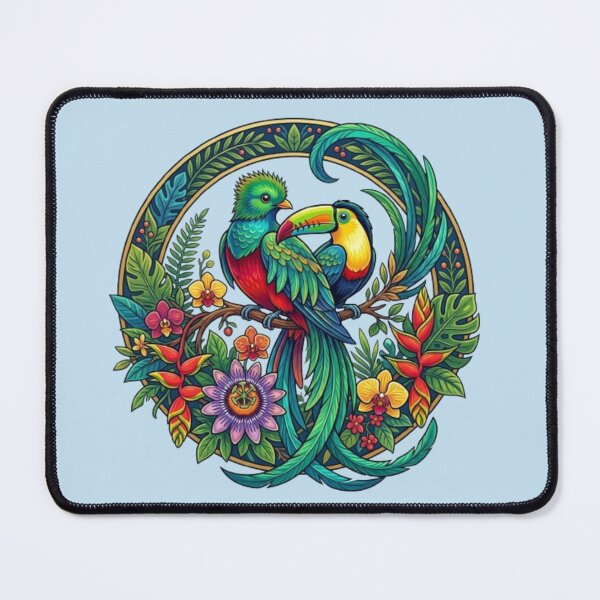 Item preview, Tropical Harmony – Quetzal & Toucan Emblem designed and sold by Dogandesighn.