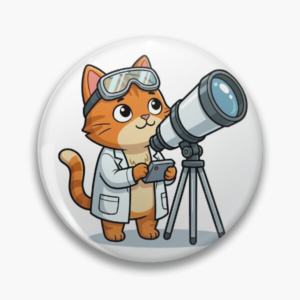Item preview, Orange Cat Observing Through Telescope designed and sold by VisioraCreative.
