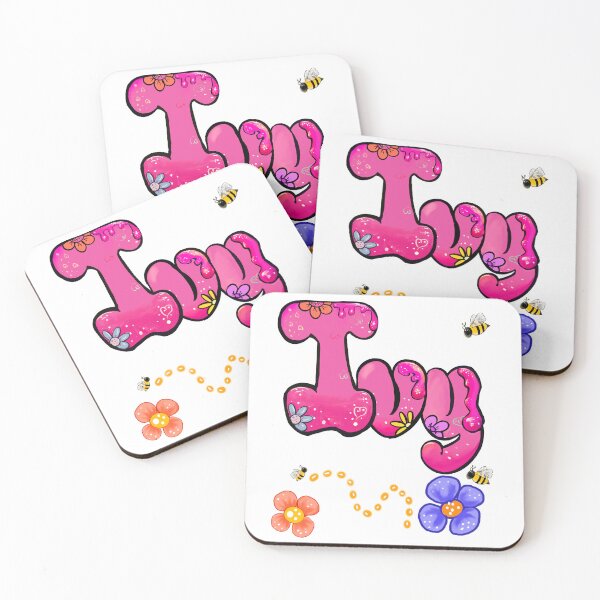 Item preview, Ivy Name – Aesthetic Pink Floral & Cute Bumble Bee Personalized Art designed and sold by Artonmytee.