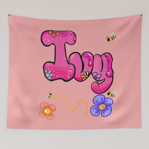 Item preview, Ivy Name – Aesthetic Pink Floral & Cute Bumble Bee Personalized Art designed and sold by Artonmytee.
