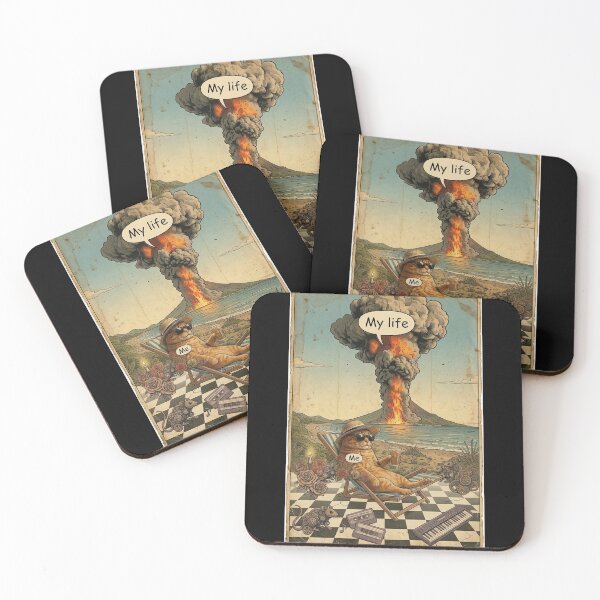 Item preview, Chill Retro Cat - My Life vs Me Vintage Parody Art designed and sold by ern vintage store.