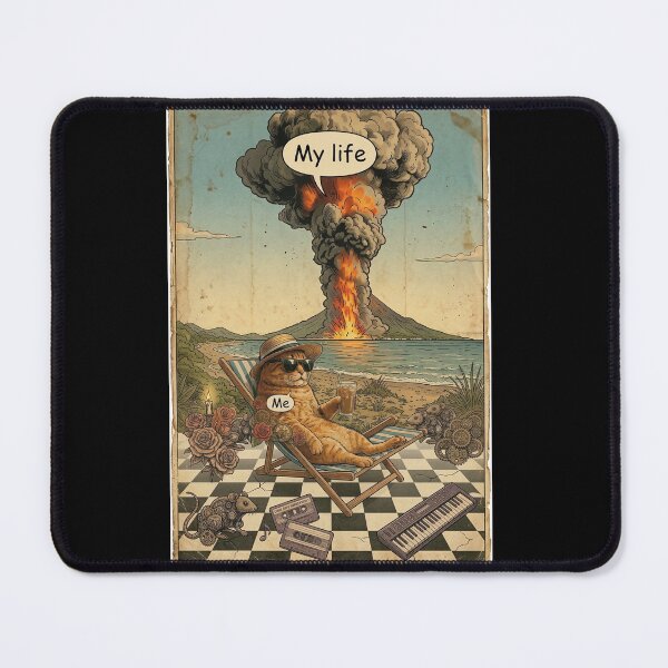 Item preview, Chill Retro Cat - My Life vs Me Vintage Parody Art designed and sold by ern vintage store.