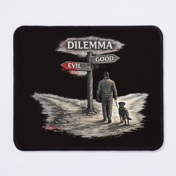 Item preview, Dilemma – Man With Dog at Crossroads Choosing Between Good and Evil designed and sold by Tadeusz1.