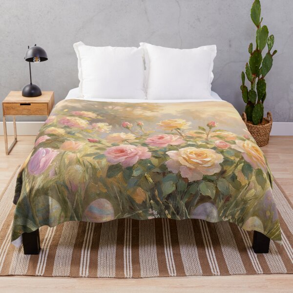 Item preview, Pastel Easter Garden with Roses and Tulips – Vintage Cottagecore Spring Floral Painting designed and sold by cr6zym1nd.