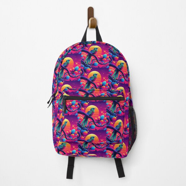 Item preview, Surreal Tropical Bird – Neon Sunset Emblem designed and sold by Dogandesighn.