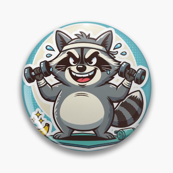 Item preview, Funny Raccoon Weightlifting Cartoon designed and sold by FehlingMedia.