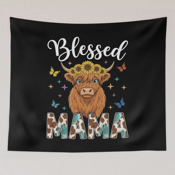 Item preview, Mothers Day Blessed Mama Highland Cow Sunflowers Country Mom designed and sold by OlakunleOloroz.