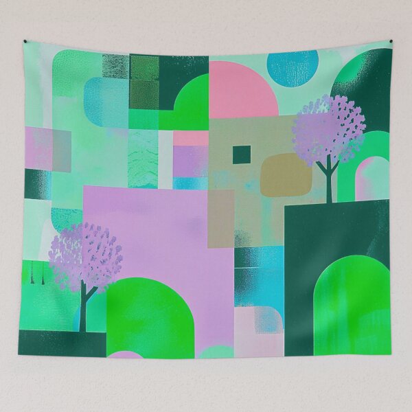Item preview, Modern Art Deco Botanical Landscape designed and sold by joycrysstudio.
