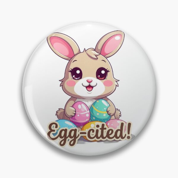 Item preview, Cute Easter bunny “Egg-cited!” – Kawaii bunny with Easter eggs | Cute Easter design designed and sold by FehlingMedia.