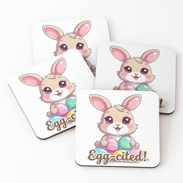 Item preview, Cute Easter bunny “Egg-cited!” – Kawaii bunny with Easter eggs | Cute Easter design designed and sold by FehlingMedia.