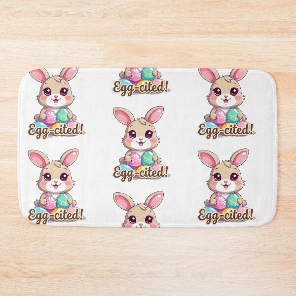 Item preview, Cute Easter bunny “Egg-cited!” – Kawaii bunny with Easter eggs | Cute Easter design designed and sold by FehlingMedia.