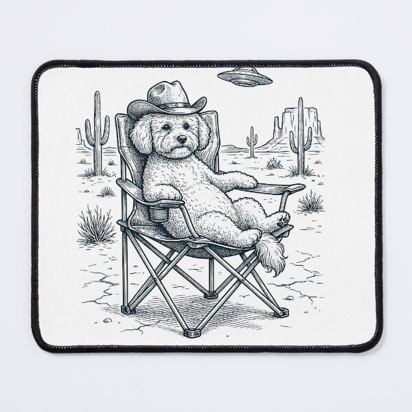 Item preview, Vintage Bichon Frise Cowboy UFO Western Alien Dog Lover designed and sold by DoodleTortle.